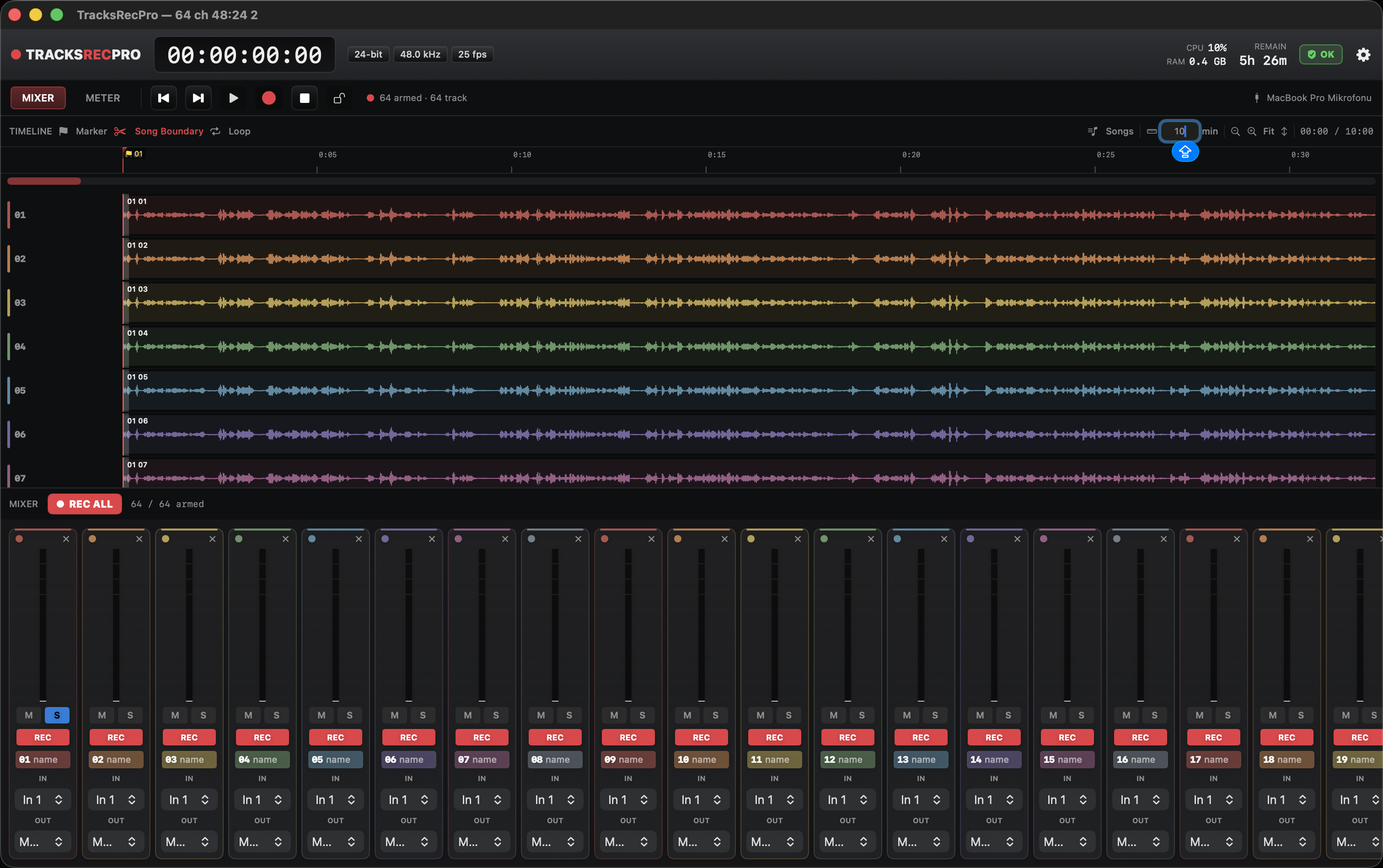 64-channel recording